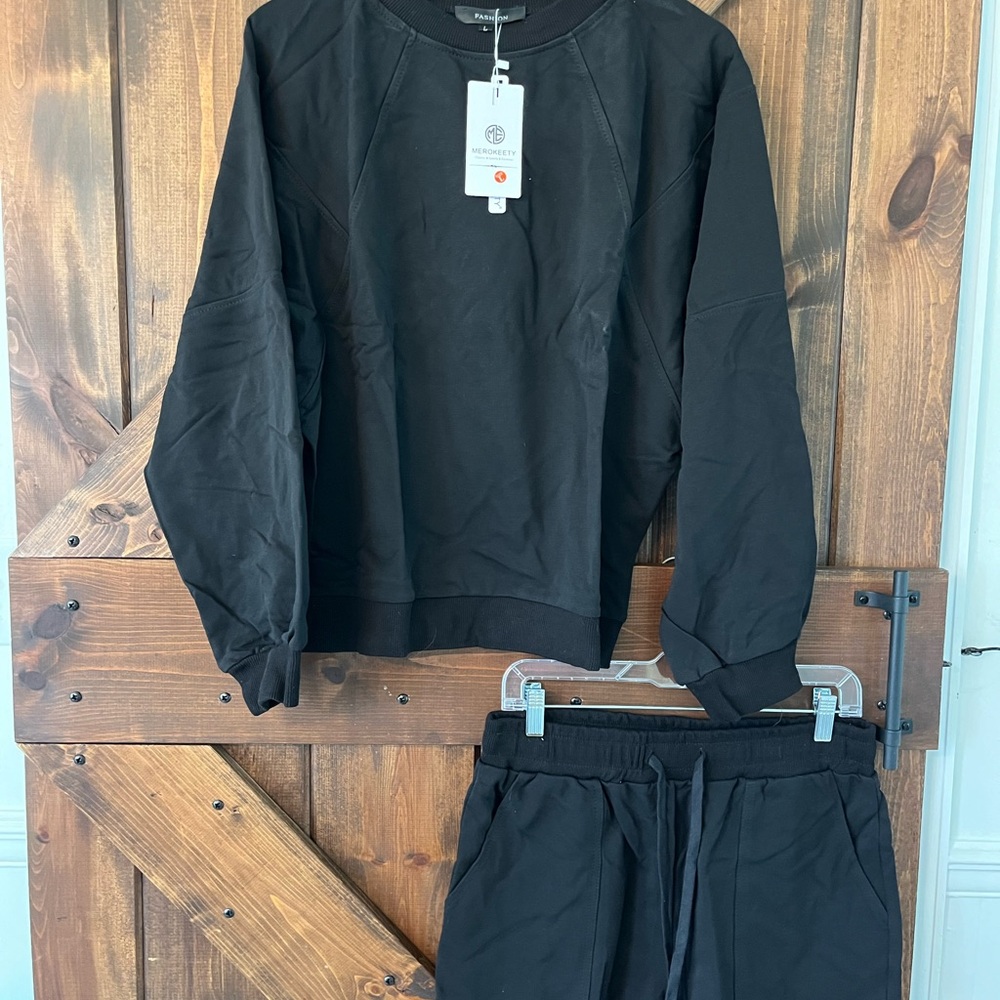 NWT Set Women’s Oversize Black Sweatshirt and Shorts Set
 New With Tags